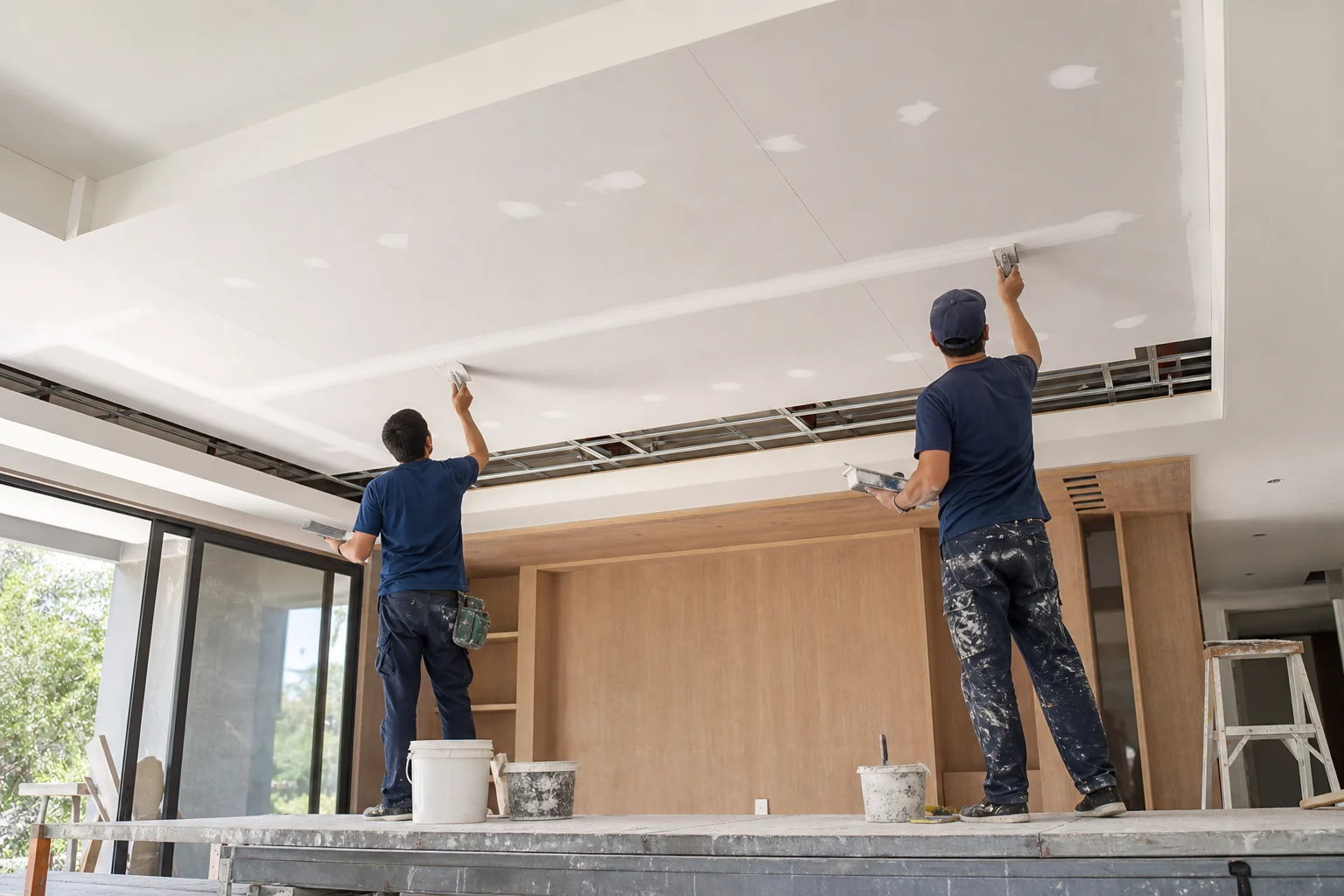 Plaster ceilings and related finishing for a more organised lighting layout.